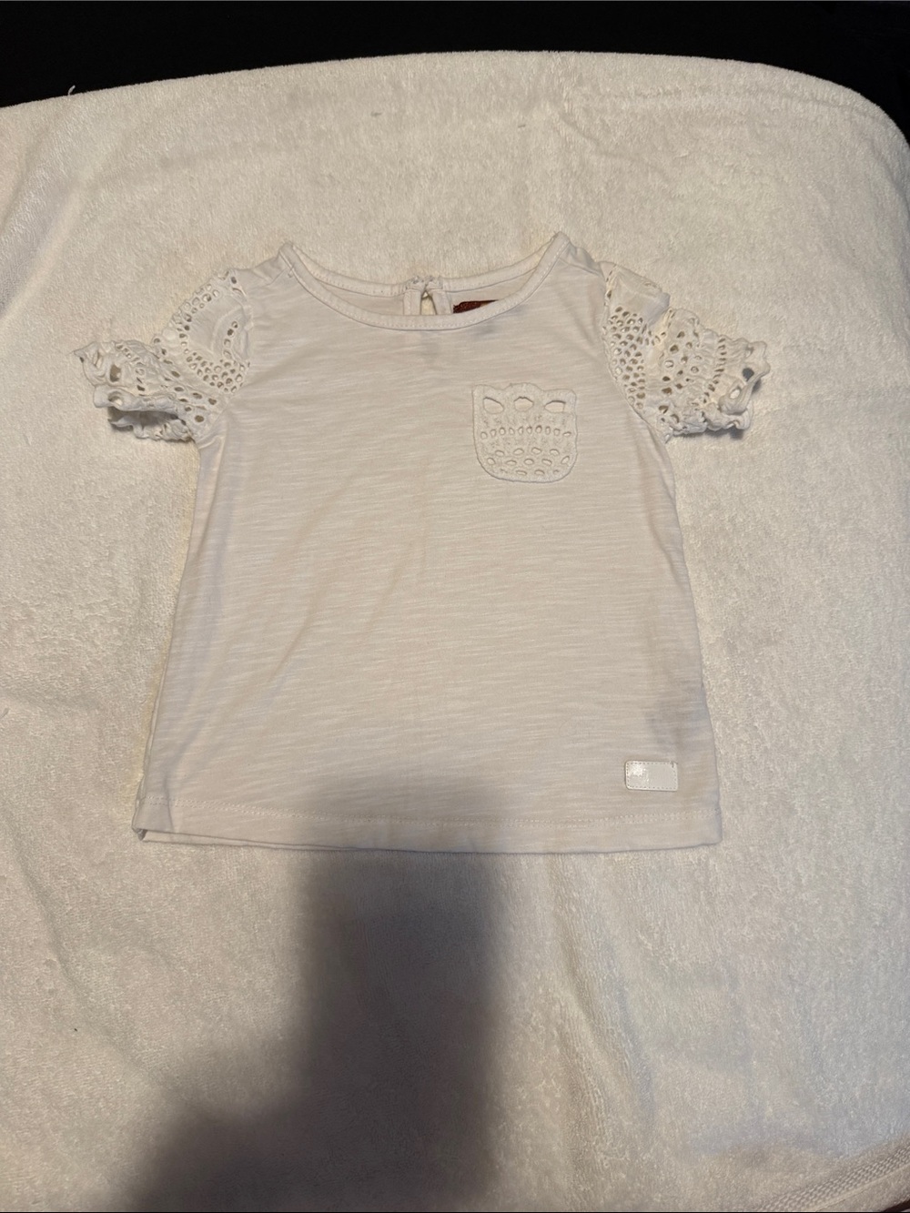 7 For All Mankind White Eyelet Sleeve Tee